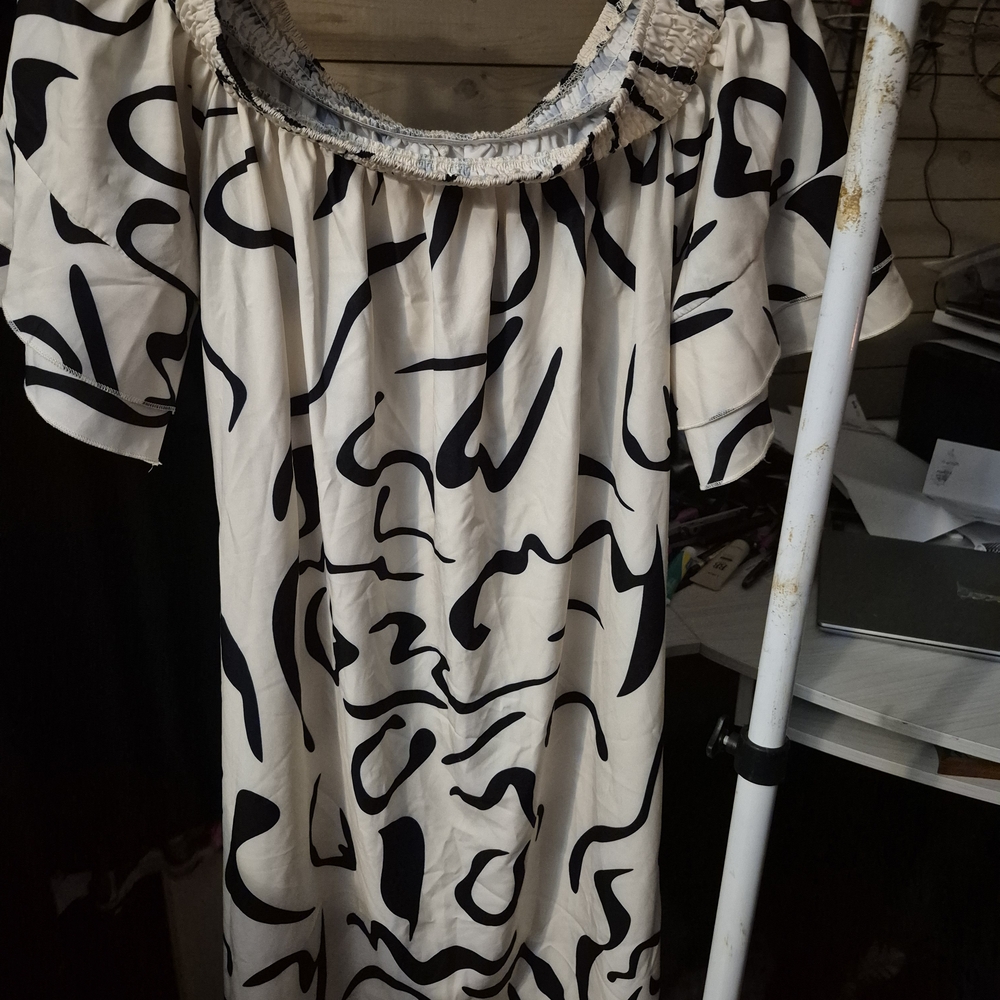 SHEIN Black and White Flutter Sleeve Midi Sundress